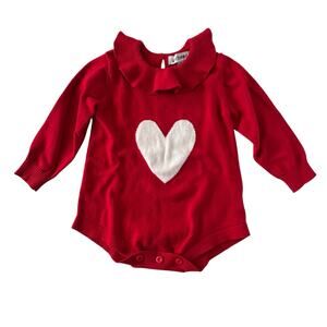 Girlhood red heart sweater romper
